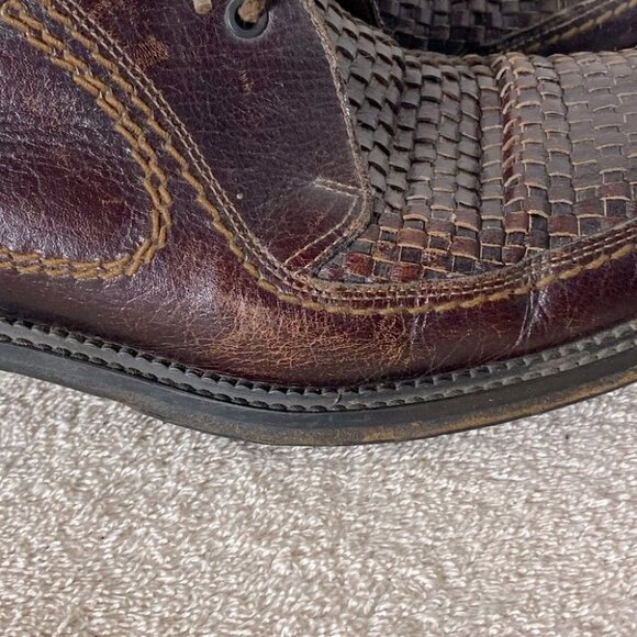 Vintage Brown Woven Leather Upper Lace Up Derby Shoes 12 - Picture 5 of 14
